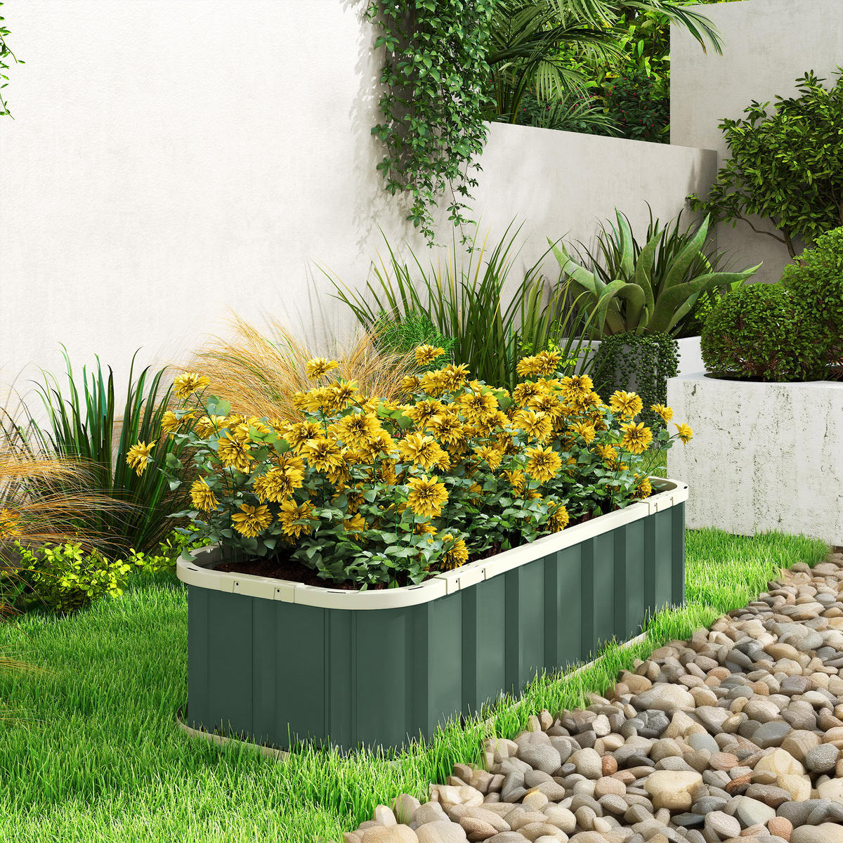 HOCHBEET Verzinkter-Stahl Kunststoff Grün 136/52/31 cm - Hellgrün, Metall (52/31/136cm) - Outsunny