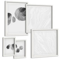 BILDER SET 5er Set - 50x50 cm & 20x30 cm & 40x60 cm Weißer Rahmen - Abstrakte Kunst, Farbspritzer - Weiß, Kunststoff (40/60cm) - TULUP