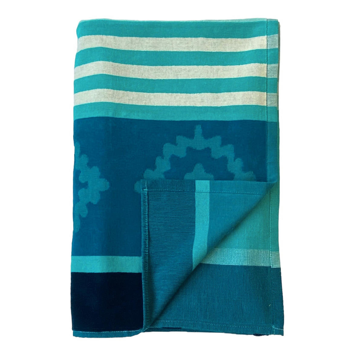 STRANDTUCH Frottee Velours Jacquard Ziseliert Razao 90x170 340g/m² - Blau, Textil (90/170cm) - LE COMPTOIR DE LA PLAGE