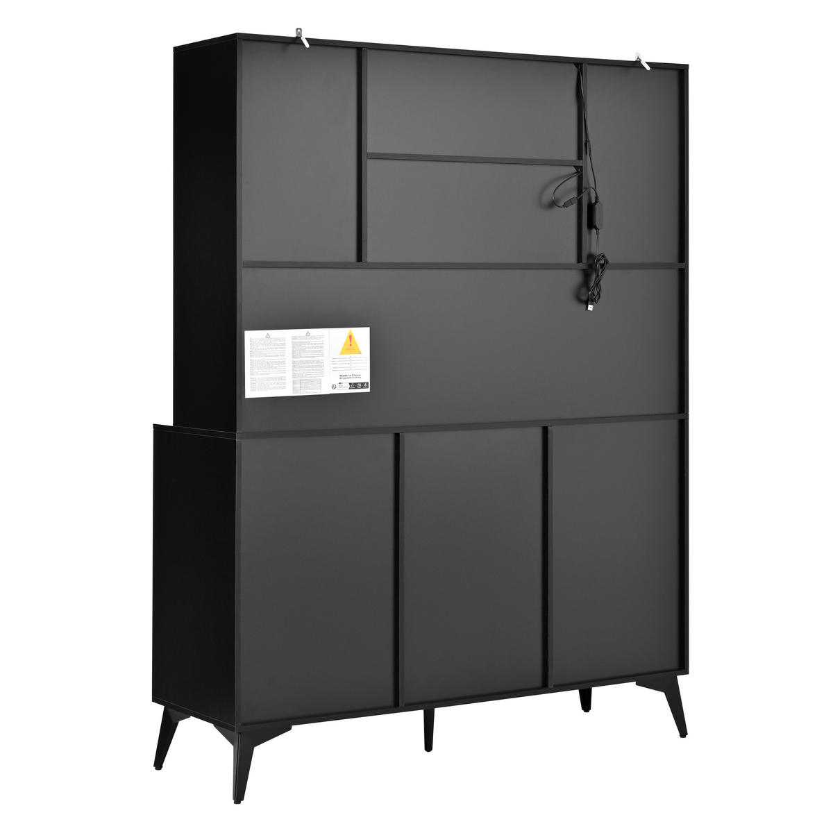 VITRINE LED Hochschrank Schwarz Weiß Glasfront 3 Schubladen - Multicolor, Holzwerkstoff (120/160/40cm) - FLIEKS