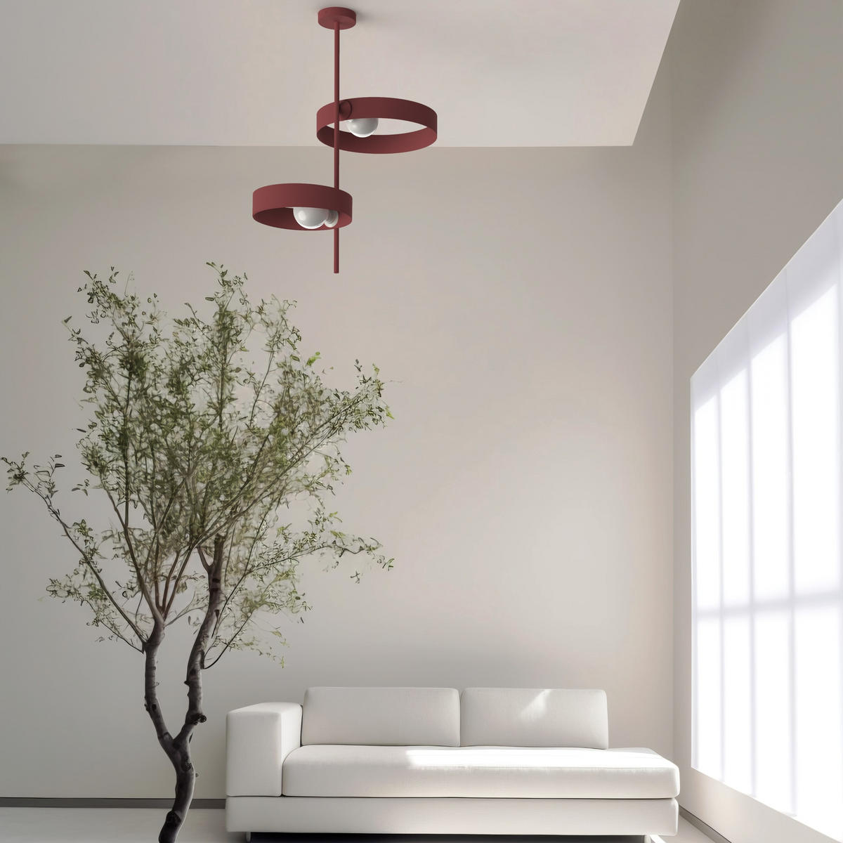 DECKENLEUCHTE - Rot, Metall (40/70/80cm) - Lumicom