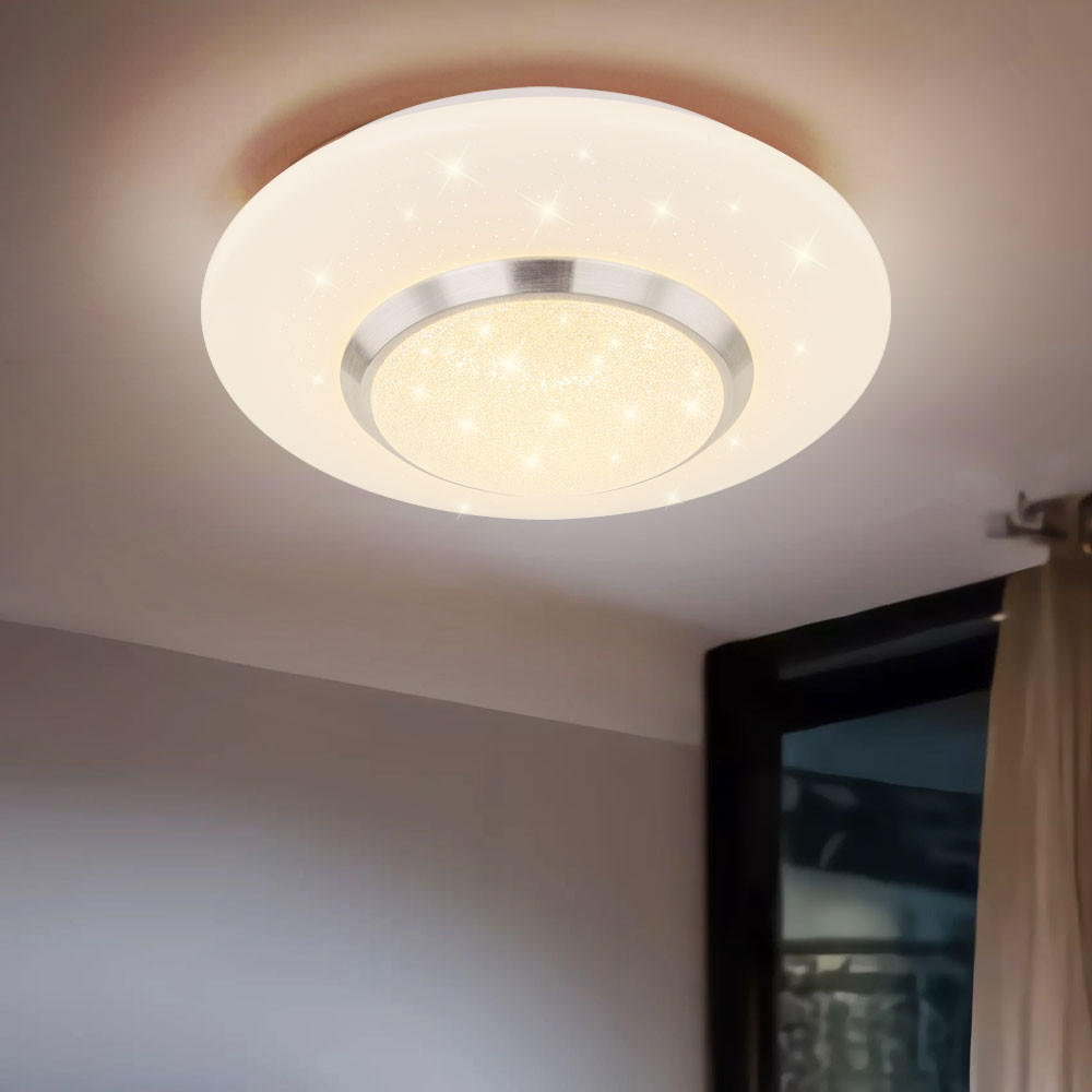 LED DECKENLEUCHTE Candida Metall Nickel-matt Weiß - Weiß, Metall (34/34/8cm) - Globo Lighting