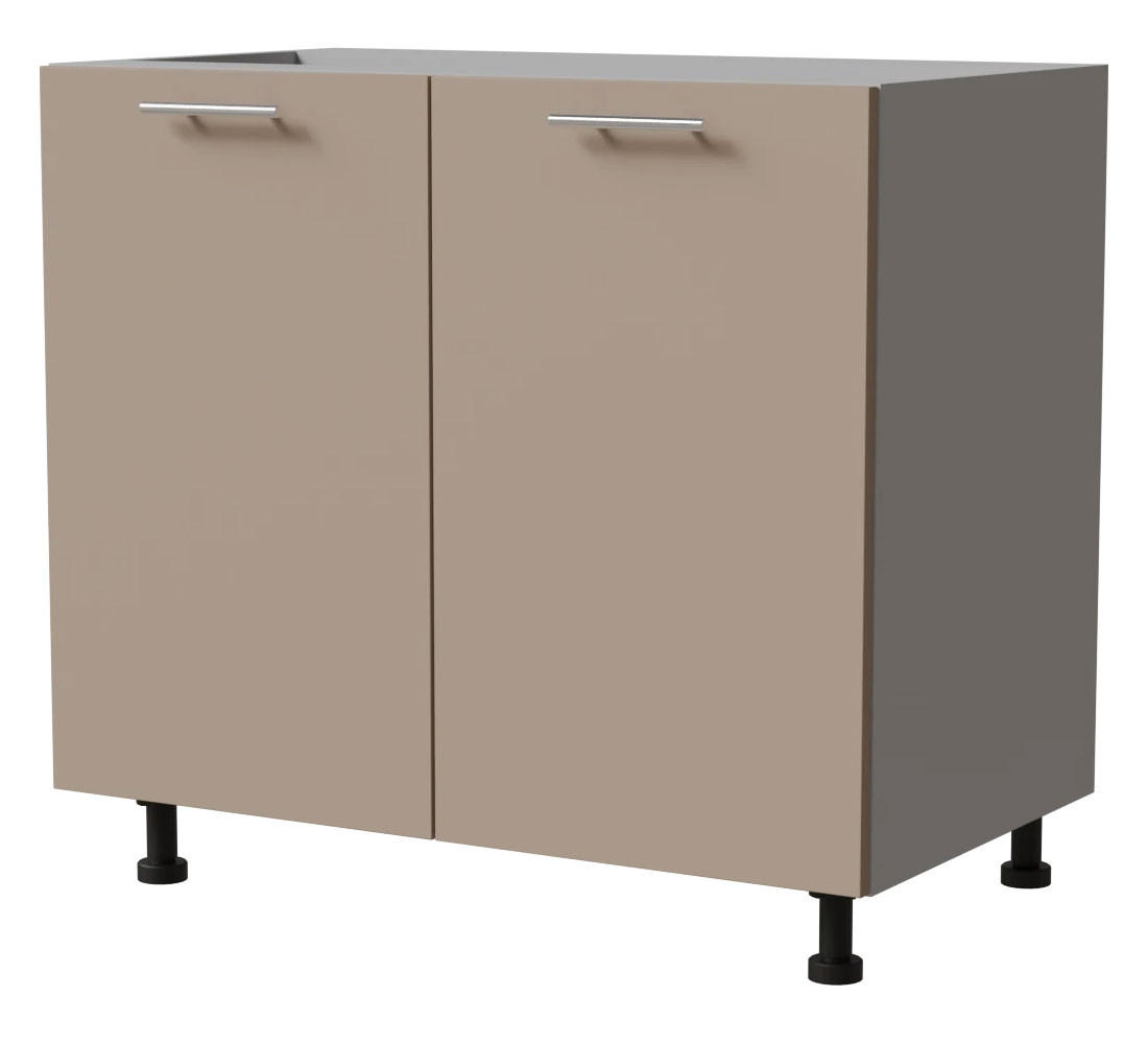 KÜCHENUNTERSCHRANK Brerra D11/90 Korpus grau / Front RAL 1019 graubeige Matt 90 / 50 / 82 cm - Graubraun/Grau, Holz/Holzwerkstoff (90/82/50cm) - Feldmann-Wohnen