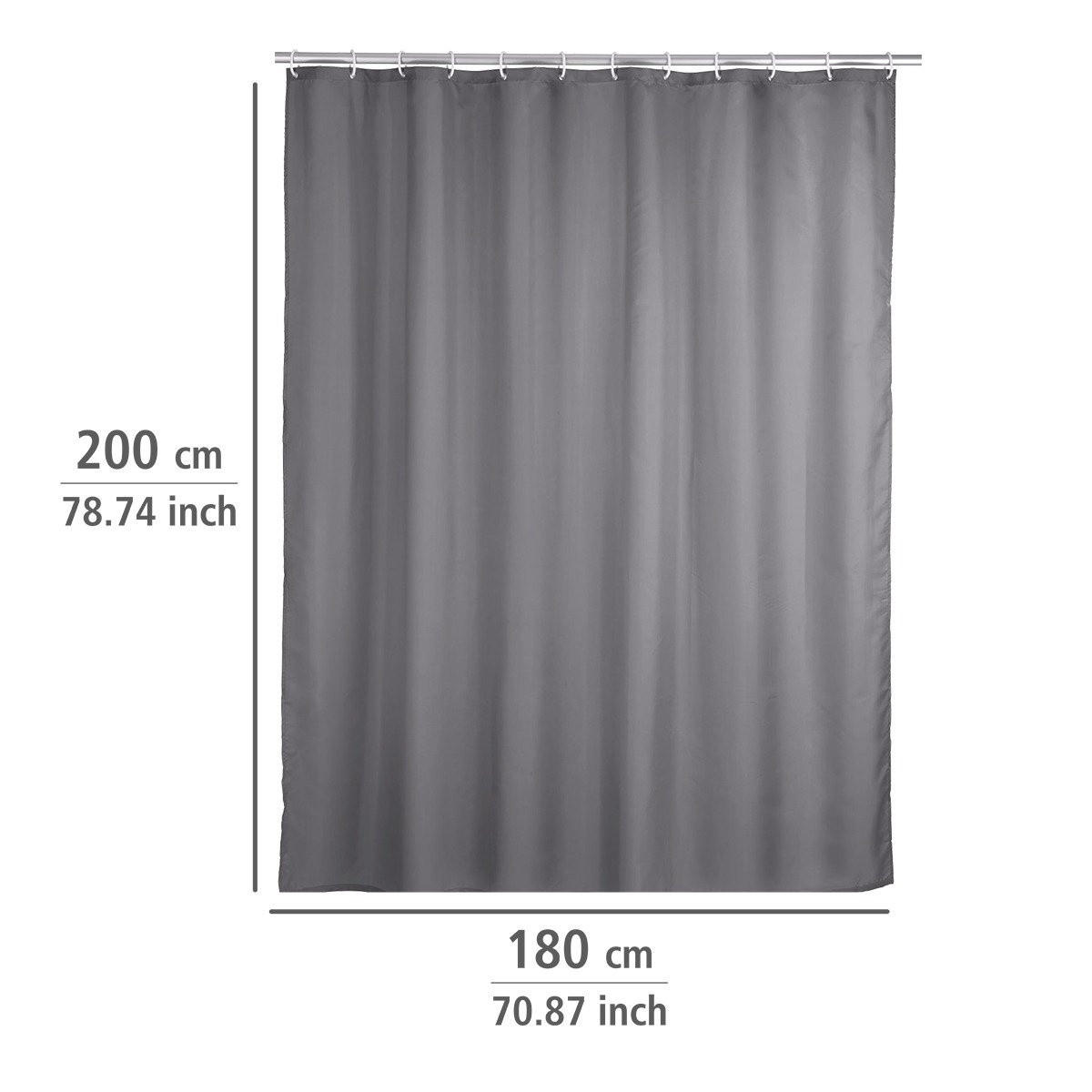 DUSCHVORHANG 200/180/200 cm - Grau, Textil (180/200cm) - Wenko