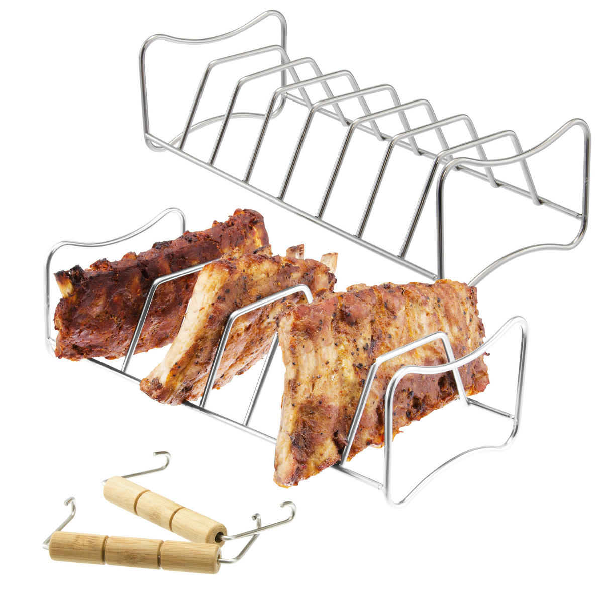 RIPPCHENHALTER 2in1 (2er Set), Edelstahl - Edelstahlfarben, Metall (12/8/28cm) - bremermann