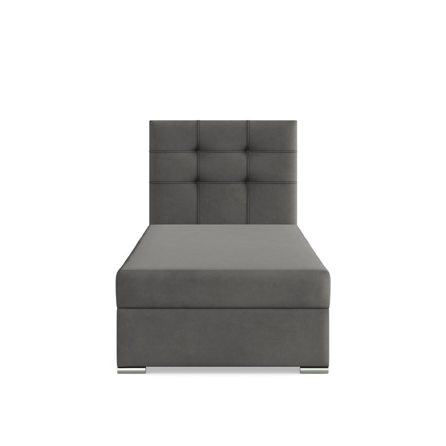 BOXBETT MIT KOPFTEIL 90x200 ELDA, Grau - Graphitfarben, Textil (90/200cm) - Mebligo