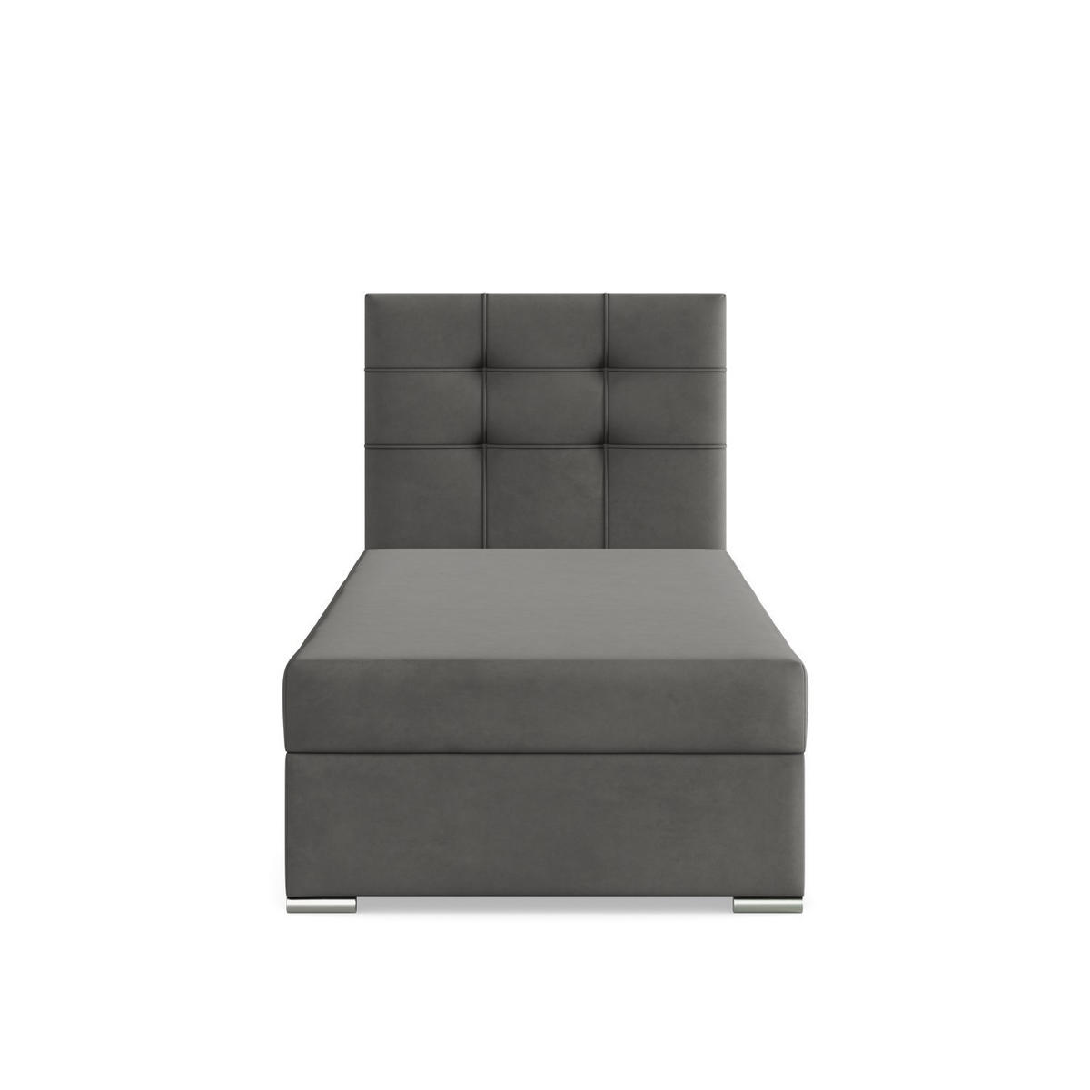 BOXBETT MIT KOPFTEIL 90x200 ELDA, Grau - Graphitfarben, Textil (90/200cm) - Mebligo
