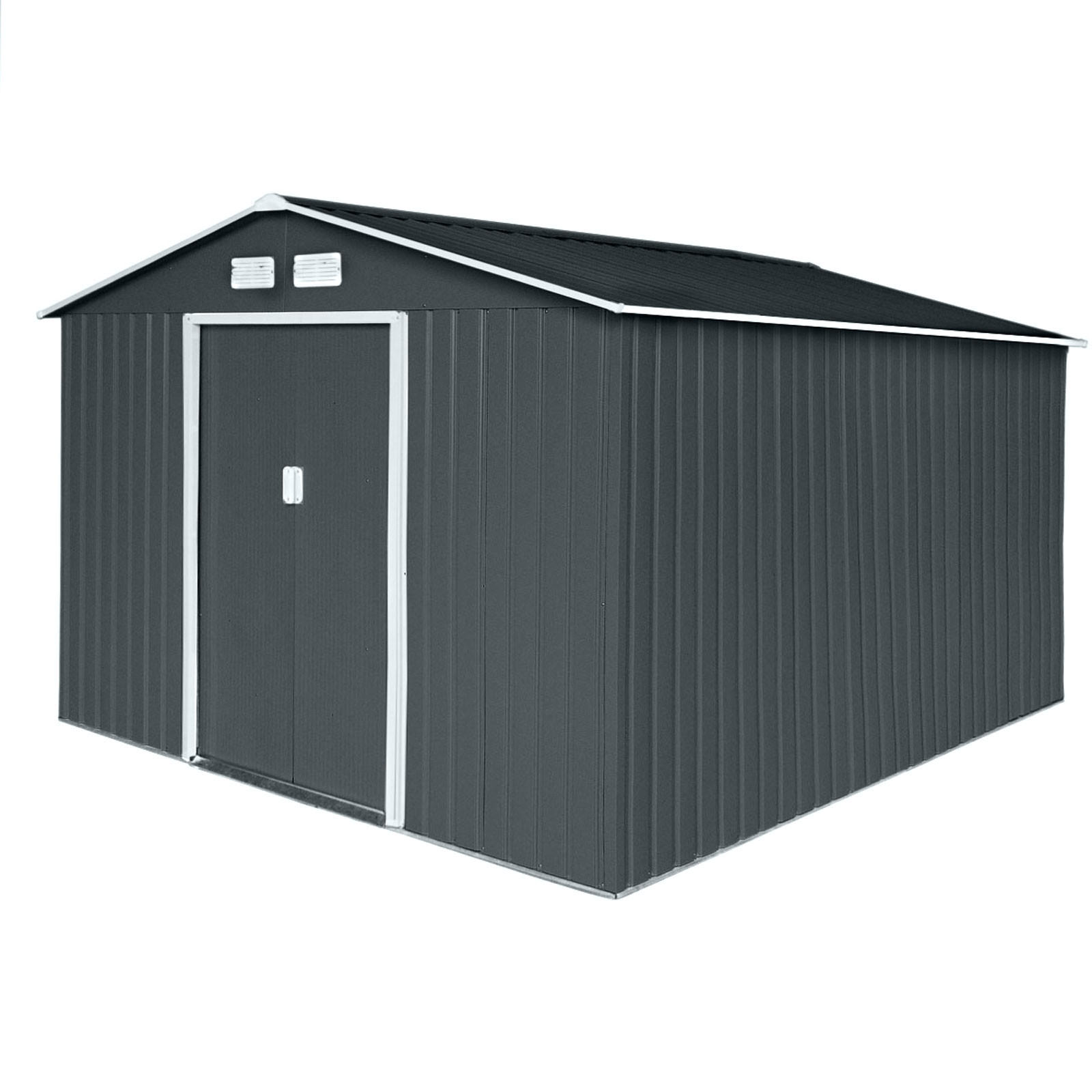 GERÄTEHAUS mit Bodenrahmen Metall S300 Grau - Grau, Metall (277/192/319cm) - HATTORO