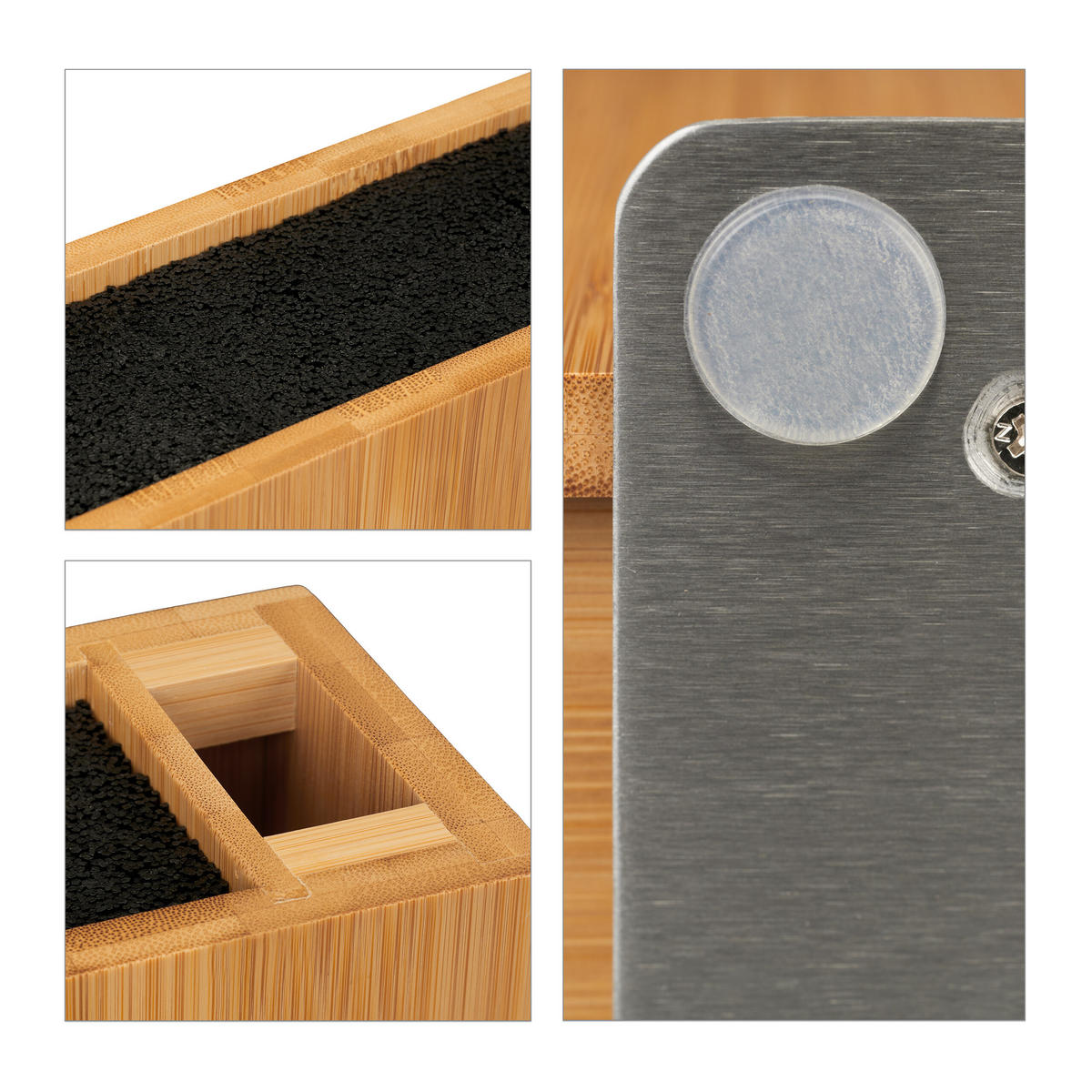 MESSERBLOCK - Hellbraun, Holz/Kunststoff (30/23/12cm) - Relaxdays