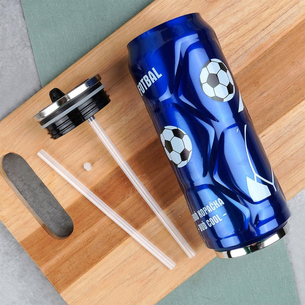 THERMOBECHER Dose Fußball 500 ml Blau - Blau, Metall (0.5L) - Orion 