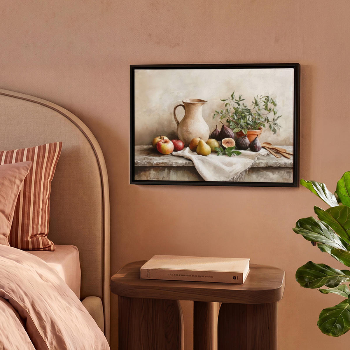 LEINWAND Bilder mit Rahmen - Obst - Kräuter - Ländlich - 40x30 - Naturfarben, Textil (40/30cm) - MuchoWow