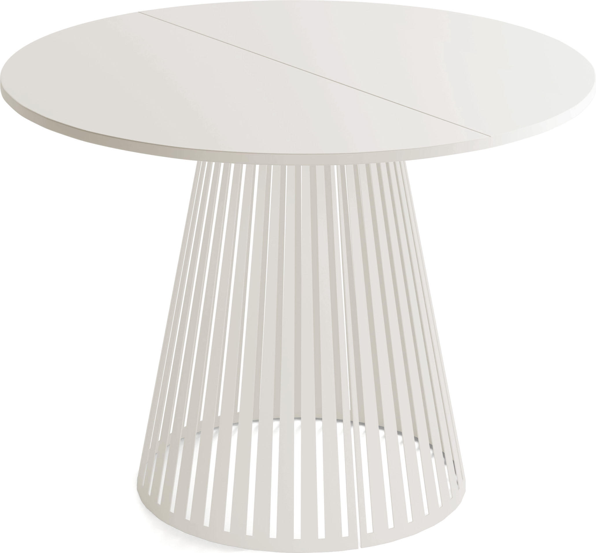 ESSTISCH Naro rund ausziehbar mit Lamellen-Metallgestell in Beige Kaschmir, Beige Cashmere 120-200/120/76 cm - Kaschmir/Beige, Holzwerkstoff/Metall (120/120/76cm) - WFL GROUP