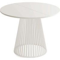 ESSTISCH Naro rund ausziehbar mit Lamellen-Metallgestell in Beige Kaschmir, Beige Cashmere 120-200/120/76 cm - Kaschmir/Beige, Holzwerkstoff/Metall (120/120/76cm) - WFL GROUP