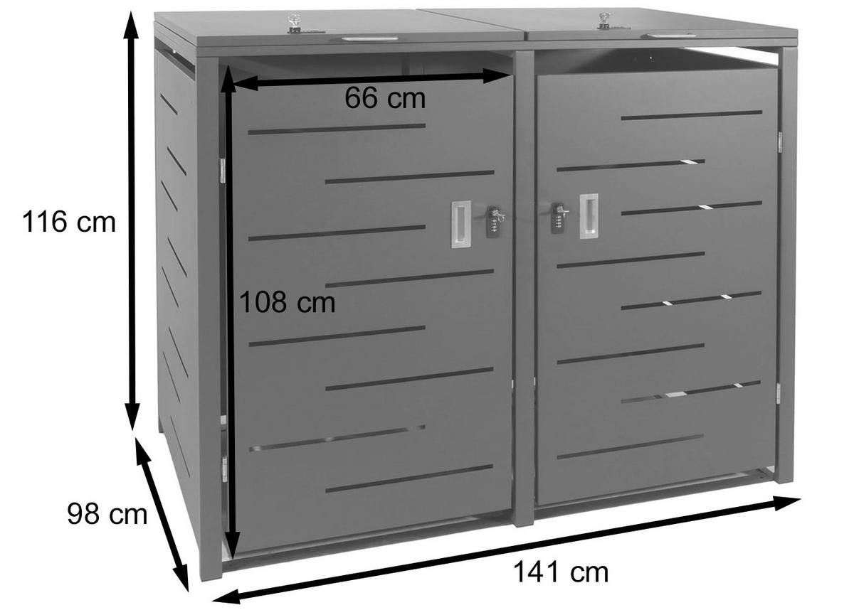 2ER-/4ER-MÜLLTONNENVERKLEIDUNG Anthrazit - Anthrazit, Metall (141/116/98cm) - MCW