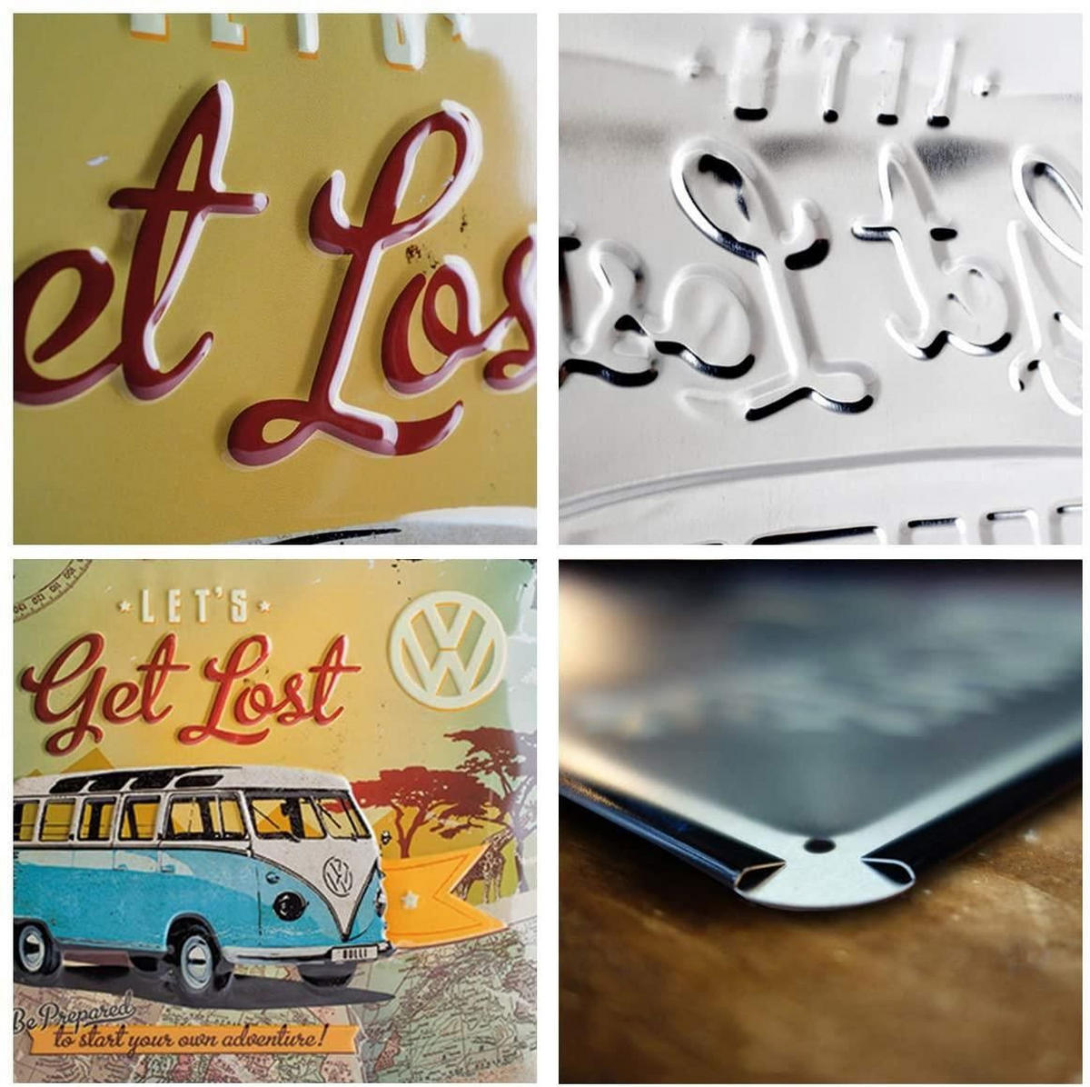 BLECHSCHILD 30/40 cm Volkswagen VW Bulli Let's Get Lost - Multicolor, Metall (40/30/0.2cm) - Nostalgic-Art