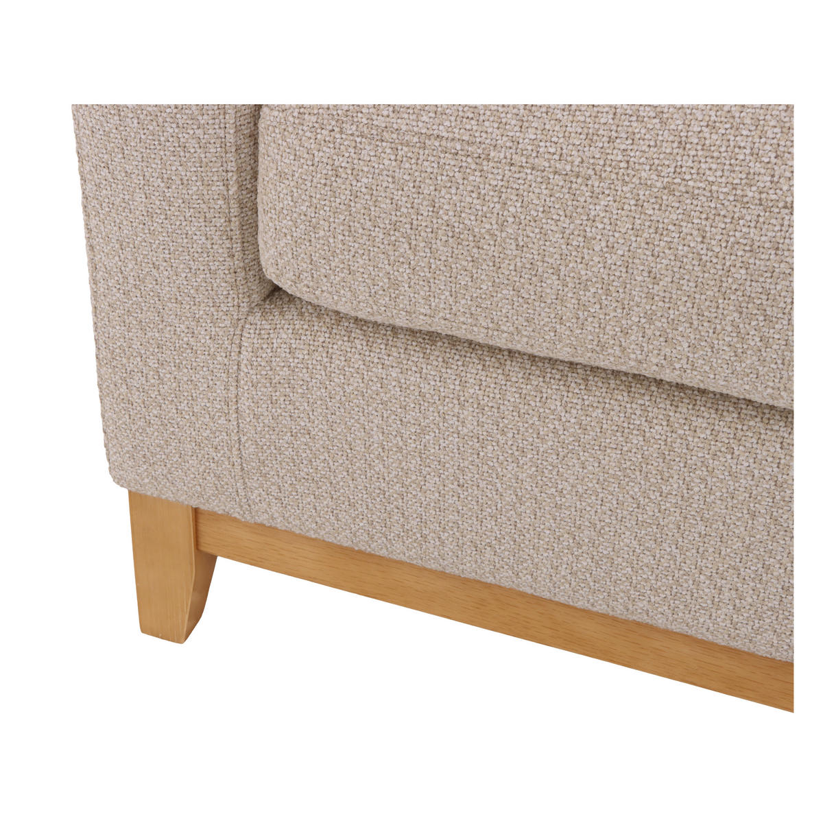 SCHLAFSOFA Tommy, Natur Massiveiche + beiger Stoff - Beige, Holz (98.5/88.5/200cm) - WOODEK