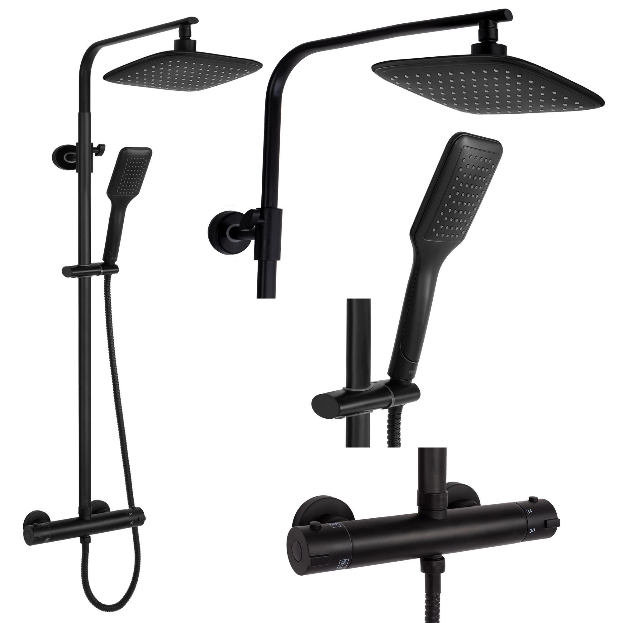 DUSCHSET Rea Tom Black - Schwarz, Metall (27.5/120/39cm) - REA