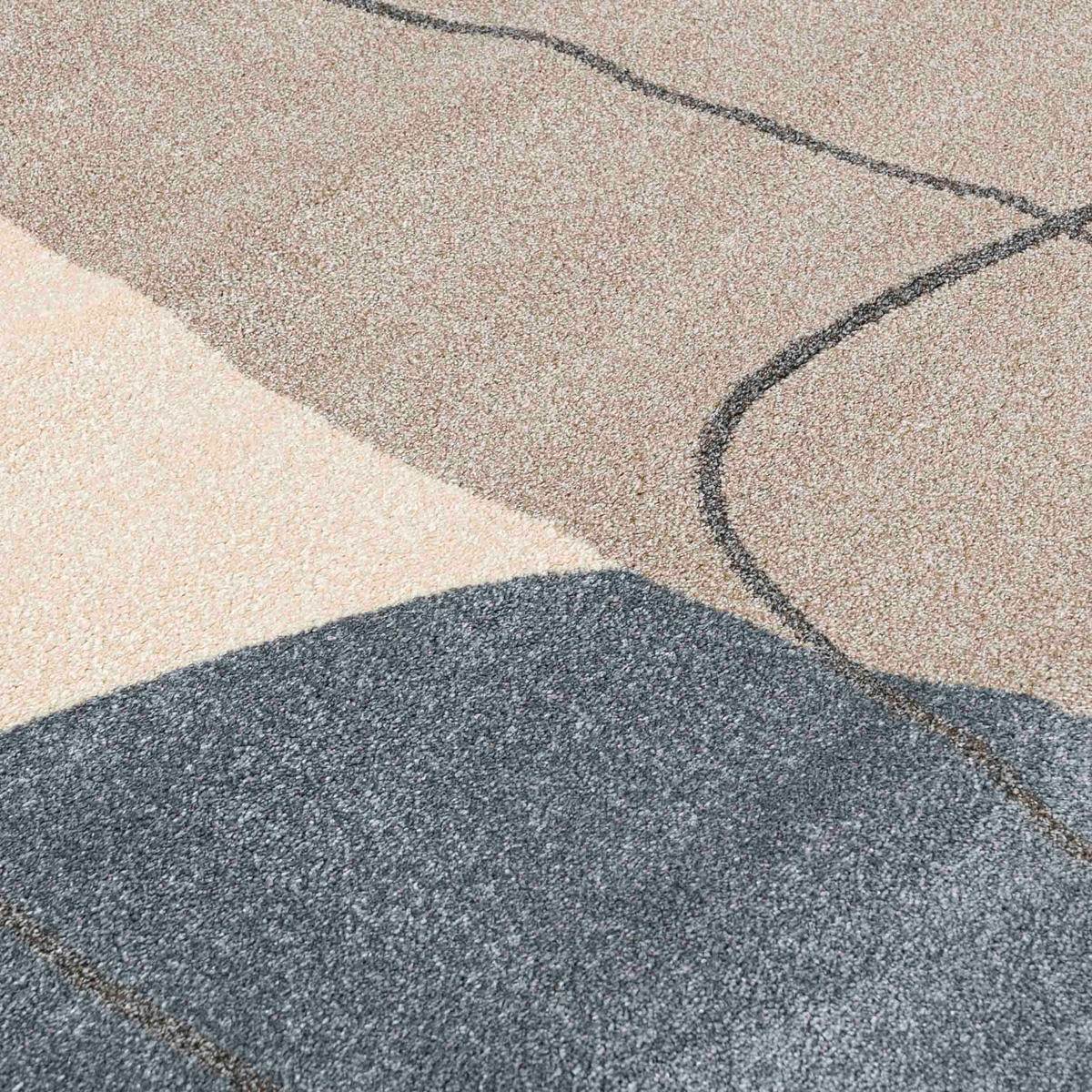 TEPPICH Beige Geometrisch In-Outdoor Pflanzlich Kurzflor Rechteckig 180 x 250 cm - Beige/Blaugrau, Textil (180/250cm) - Mazovia