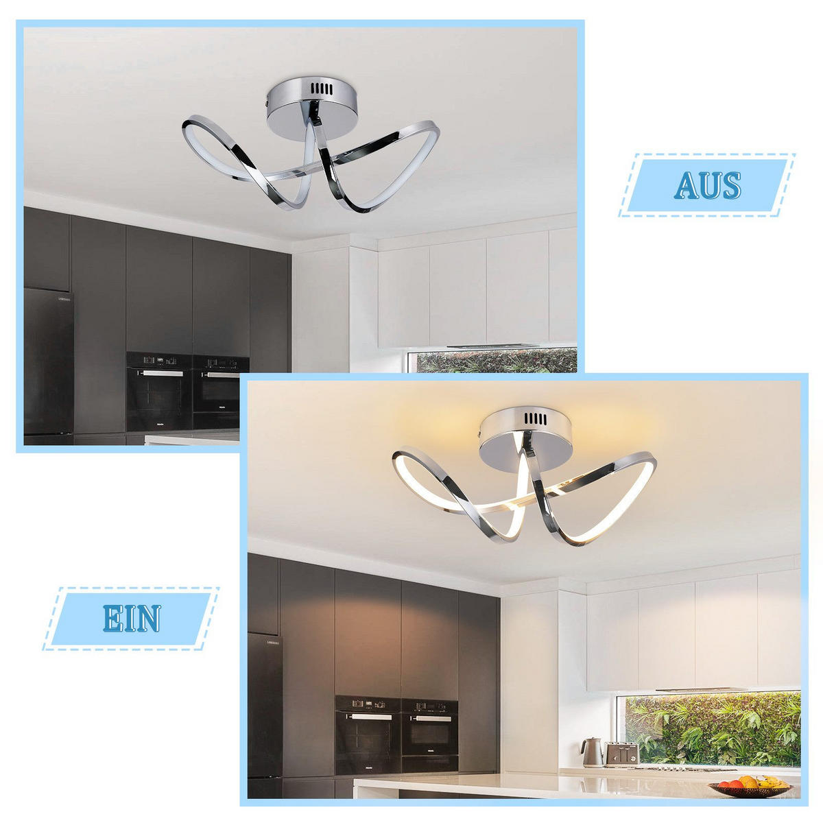 LED-DECKENLEUCHTE Marburg 34/14.5/17 cm - Silberfarben, Metall (34/14.5/17cm) - Nettlife