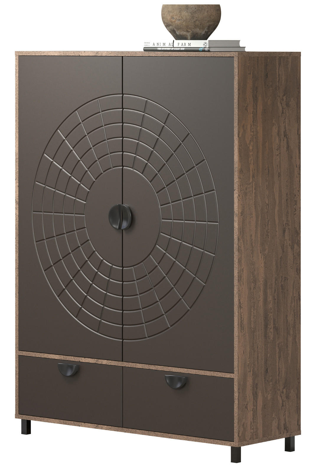 HIGHBOARD Bronze und Rostoptik 120 x 163 cm, Kommode mit Soft-Close - Rostfarben/Schwarz, Holzwerkstoff/Metall (120/163/42cm) - Top.Furn