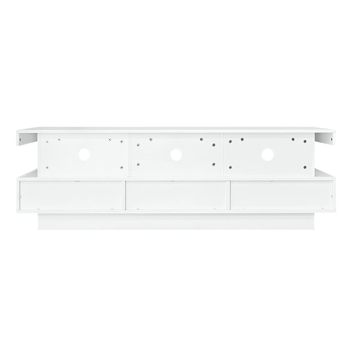 TV-LOWBOARD 160/38/50,5 cm mit Glaselementen, LED-Beleuchtung & Push-to-Open - Weiß, Holzwerkstoff (160/50.5/38cm) - BEAOK