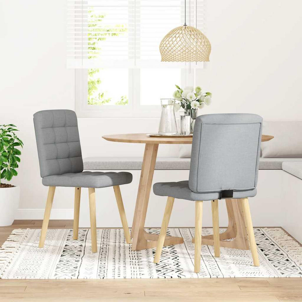 ESSZIMMERSTÜHLE 2 Stk. Hellgrau Stoff 45*54*86cm - Grau, Metall (45/86/54cm) - ZMH