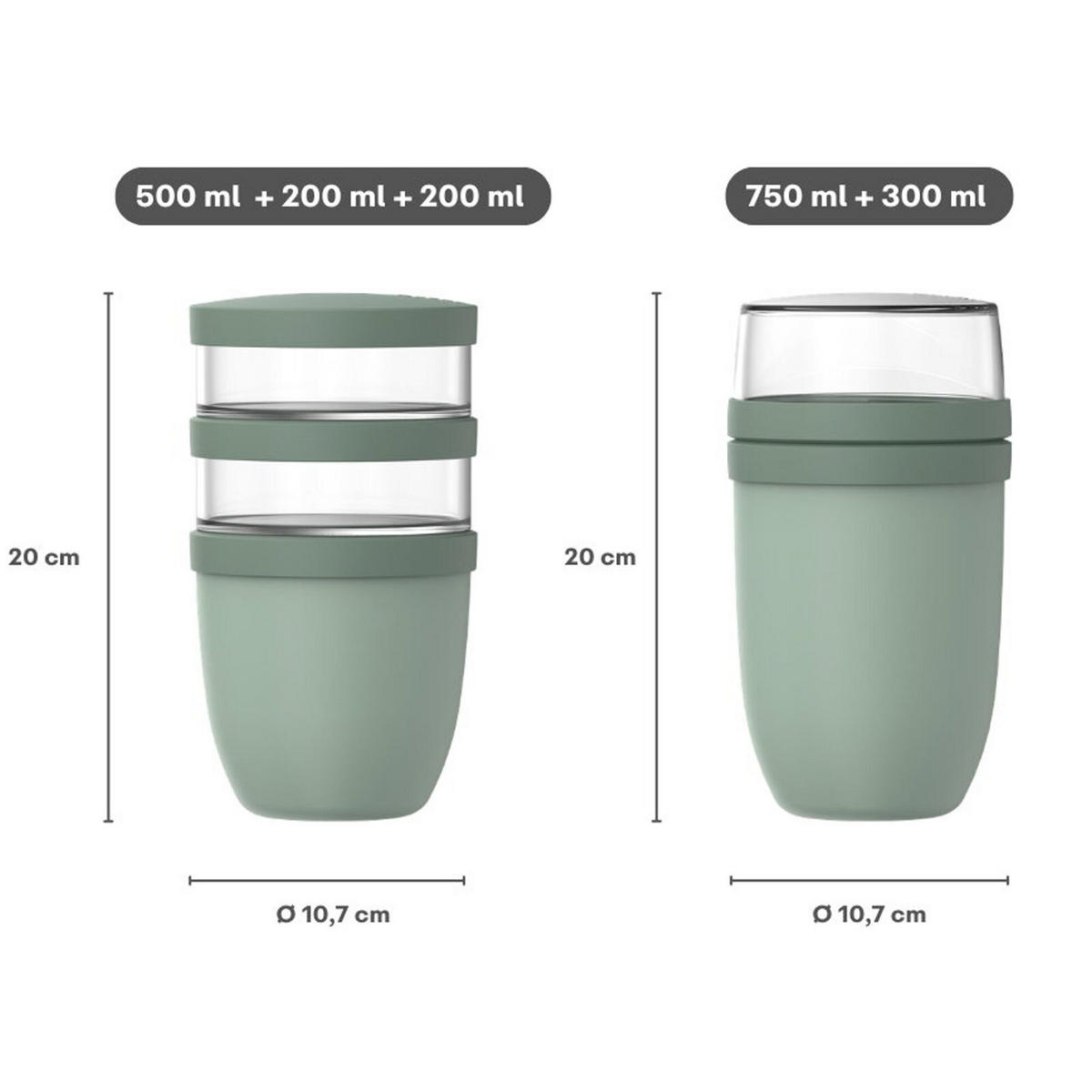 LUNCHPOT-SET XL Ellipse Nordic Blue 900 ml + 1050 ml 2er Set - Hellblau, Kunststoff (10.7/20/10.7cm) - Mepal
