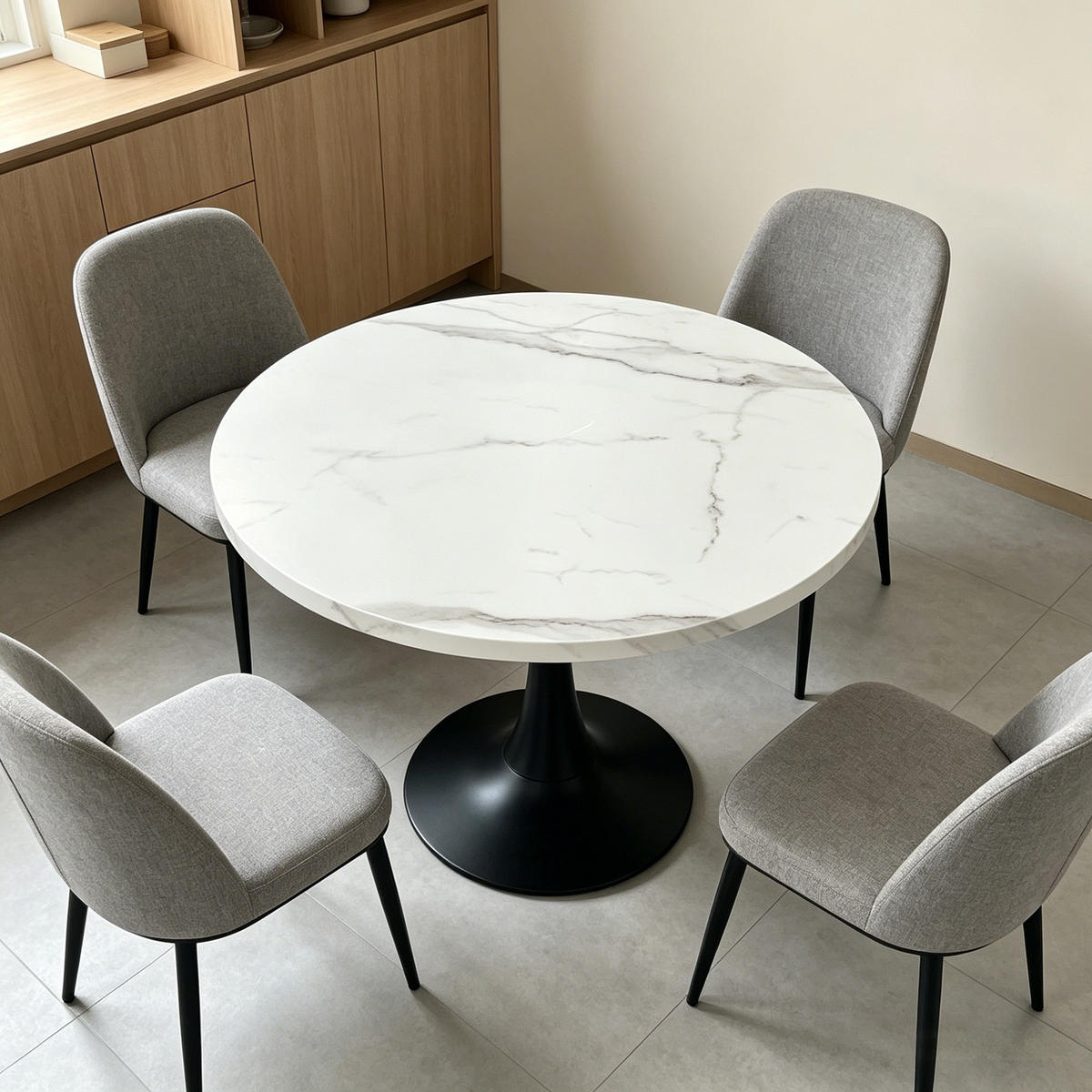 ESSTISCH runder 80 cm Weiß mit Metallgestell - Weiß, Holz (80/80/75cm) - Oxeza