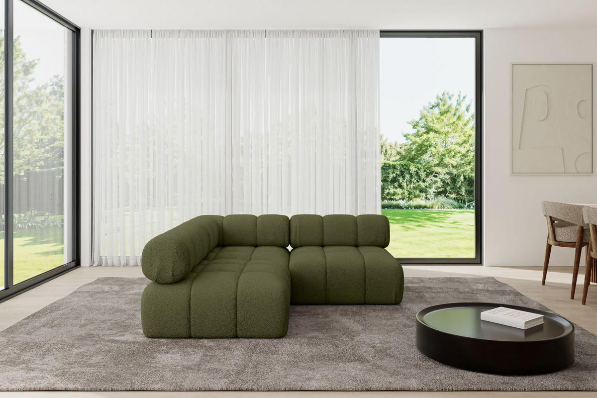 ECKSOFA modulares Sofa Samaro-L1 - 190x190x70 cm Grün Bouclé - Grün, Holzwerkstoff/Textil (190/190cm) - ALTDECOR