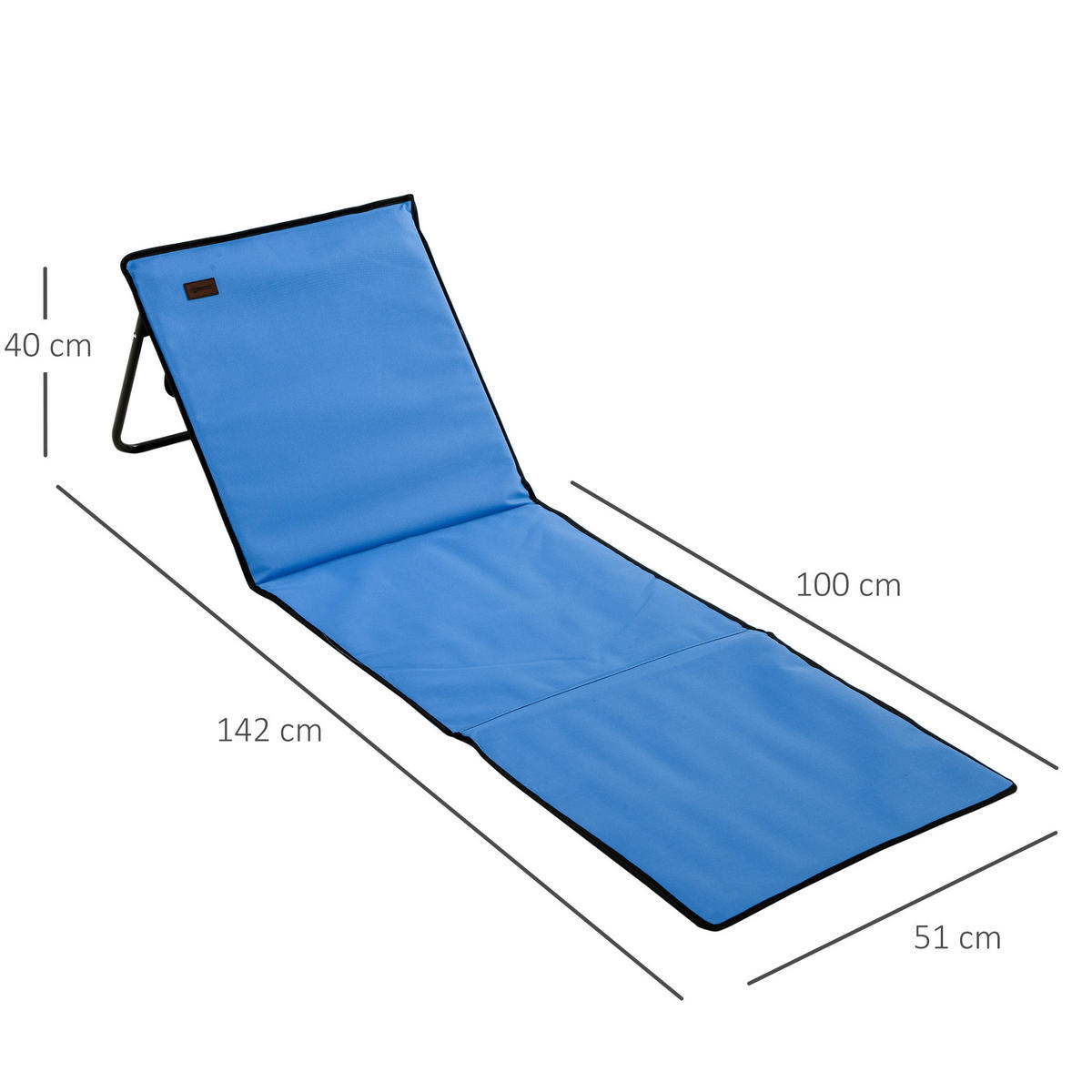 STRANDLIEGE 2er Set Stahl Oxford Blau - Blau/Schwarz, Textil/Metall (51/40/142cm) - Outsunny