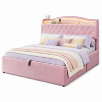 POLSTERBETT 180/200 cm in Rosa mit Bettkasten, LED, USB, USB-C und Kopfteil-Staufächern Samt - Rosa, Holzwerkstoff/Textil (180/200cm) - CHICFURN