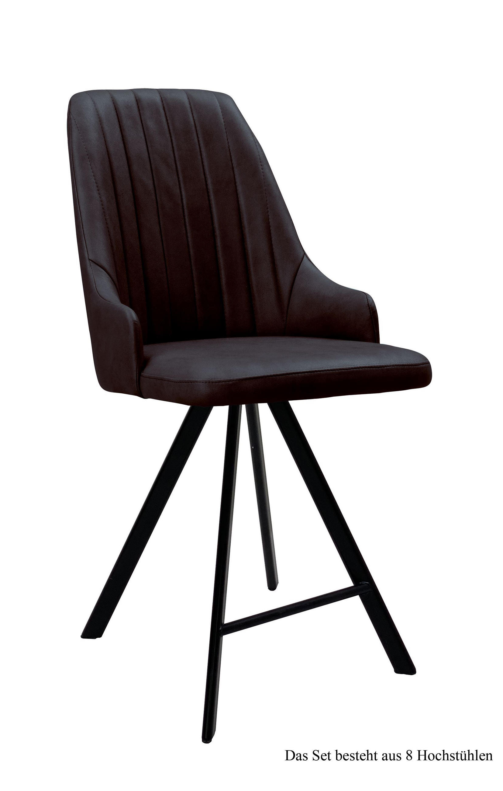 THEKENSTUHL drehbar (8er-Set) Diannah 52x108x60 Schwarz/Espresso - Dunkelbraun/Schwarz, Kunststoff (60/108/52cm) - 58aufmkessel