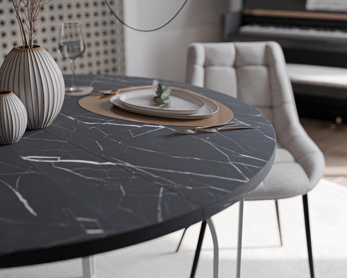 AUSZIEHTISCH ASTRO 100/76 cm, Weiß / Grau - Weiß/Grau, Holzwerkstoff/Metall (100/100/76cm) - Idohome