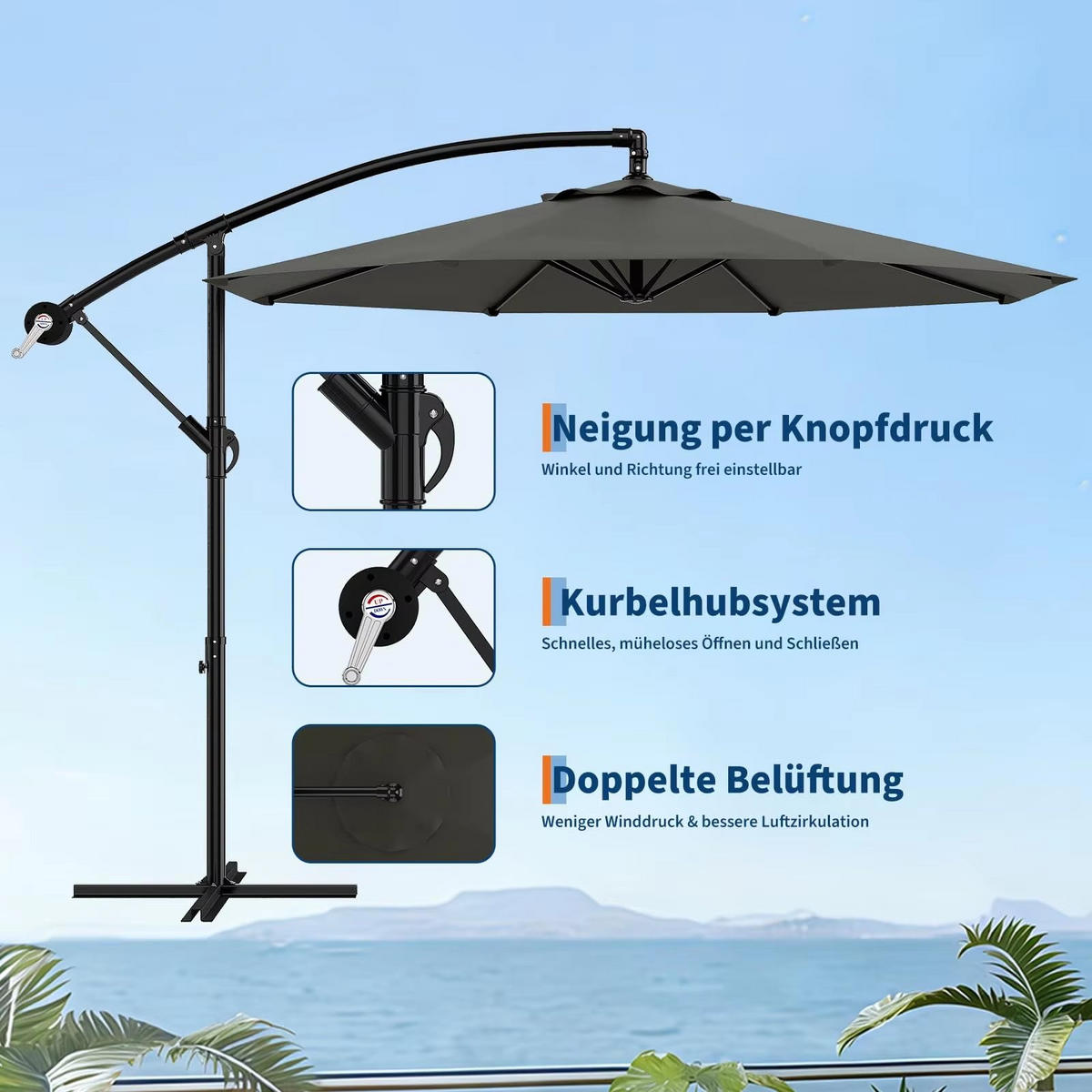 AMPELSCHIRM 300 cm Khaki - Beige, Metall (300/300cm) - Bomclap