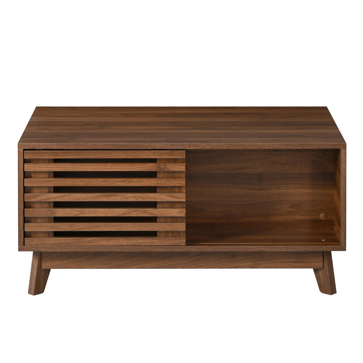 COUCHTISCH walnuss-optik mit lift-funktion & jalousie-schiebetür - Walnussfarben, Holzwerkstoff (55/90/57.5cm) - Urban Meuble