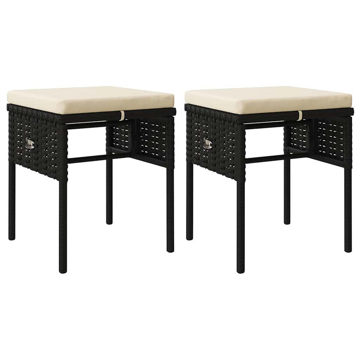 DINING-LOUNGESET mit Auflagen, aus PE-Rattan und Stahl, Schwarz, 6-teiliges Set - Schwarz, Kunststoff - vidaXL