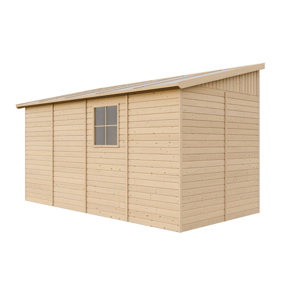 HOLZ-GARTHENHAUS (mit Seitenwand) MIT IMPRÄGNIERTEM BODEN - H244x216x416 cm/8 m2 -IMBELA M340A+M340G - Beige, Holz (218/250/395cm) - Timbela