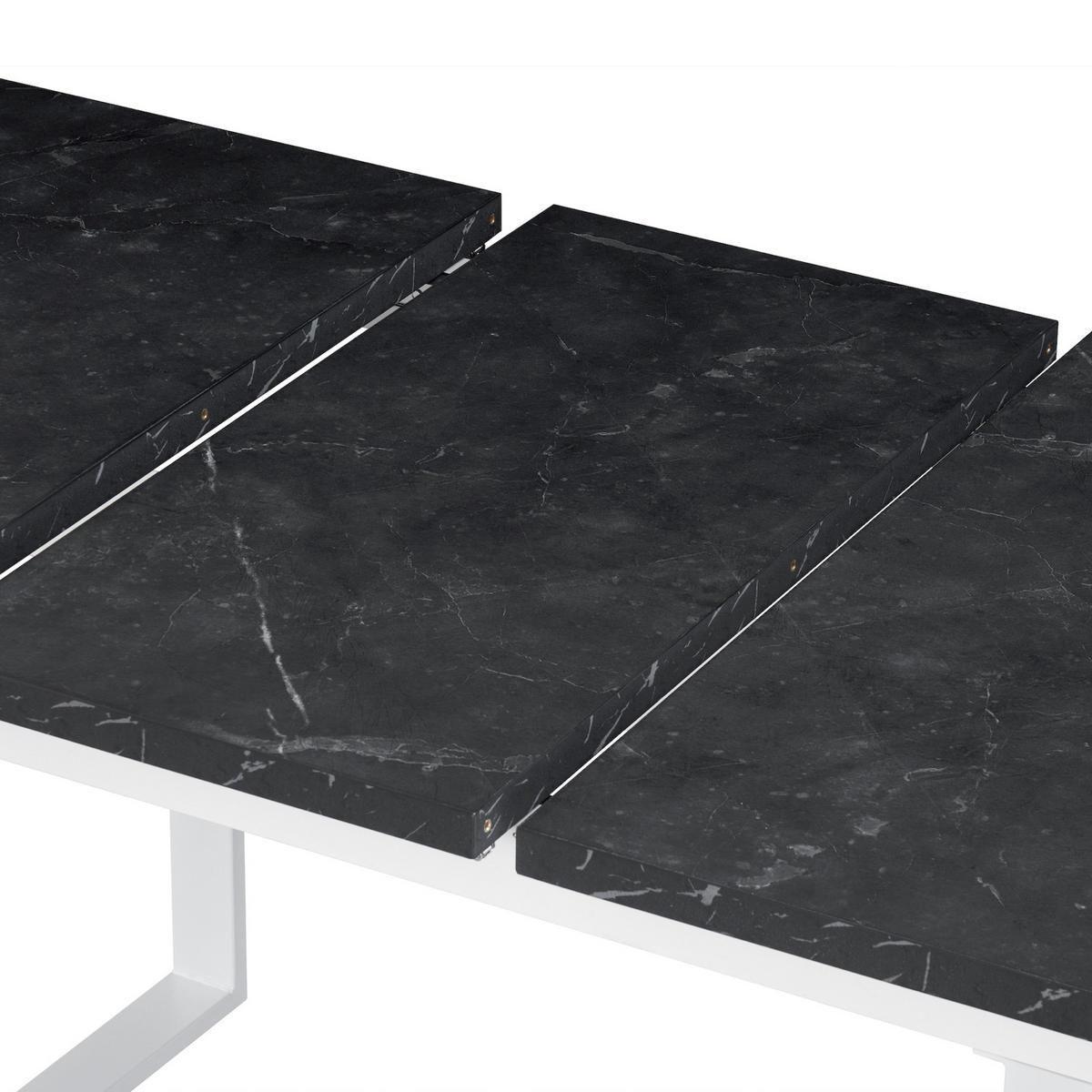 ESSTISCH LEVIN 120-160/80/76 cm Marmor-Schwarz - Anthrazit/Weiß, Holzwerkstoff/Metall (80/120/77cm) - B&D Home