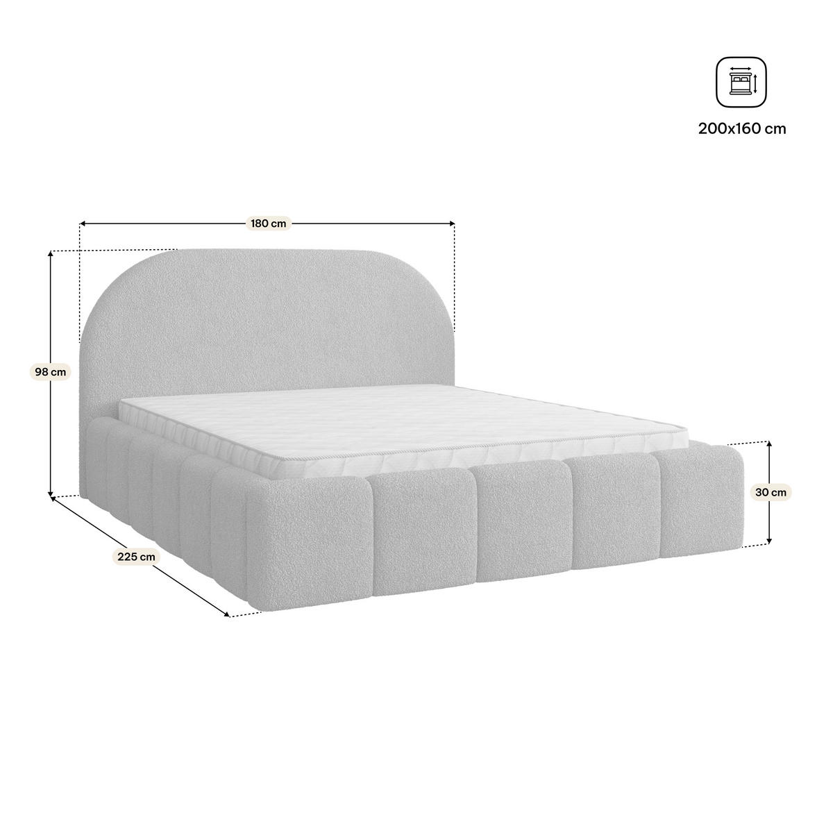 POLSTERBETT FLUSSO 160x200 cm mit Bettkästen - Beige - Beige, Holz (160/200cm) - MASSENO