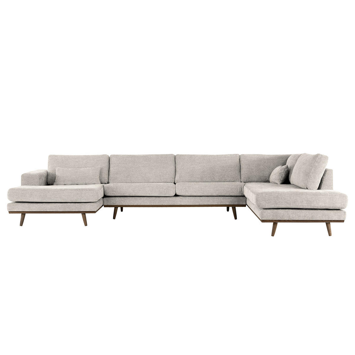 WOHNLANDSCHAFT mit Longchair - Eichefarben/Grau, Eichenholz/Textil (371/81/219cm) - home24