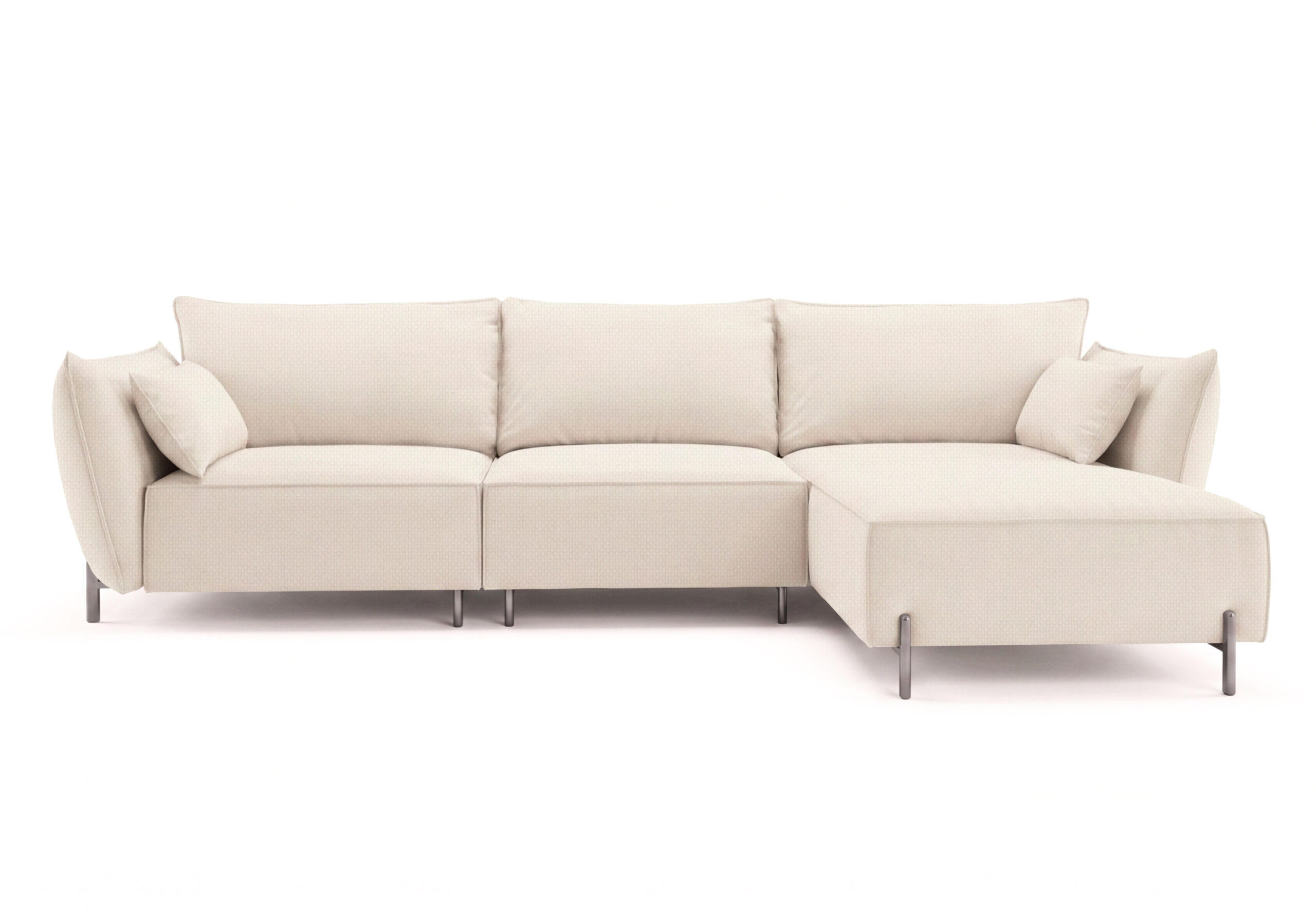 GARTENECKSOFA für Terrasse und Garten, Stoff Sunlight, Ecru, Rechts, SUNMEE - Ecru, Holz (238/90/165cm) - Kaiser Möbel