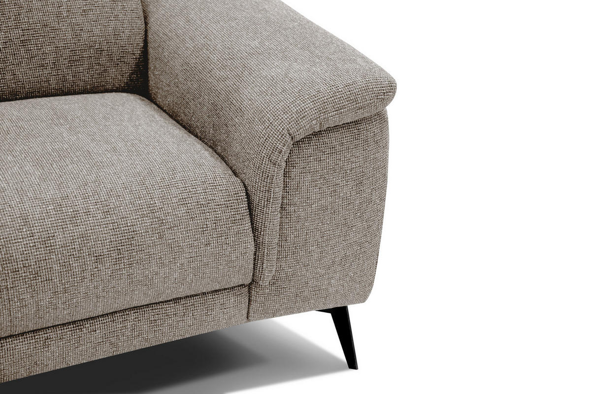 RELAXSOFA FIERO 3-Sitzer mit 1 Relaxfunktion, taupe - Taupe/Schwarz, Holzwerkstoff/Textil (212/82/103cm) - Courtois Laville