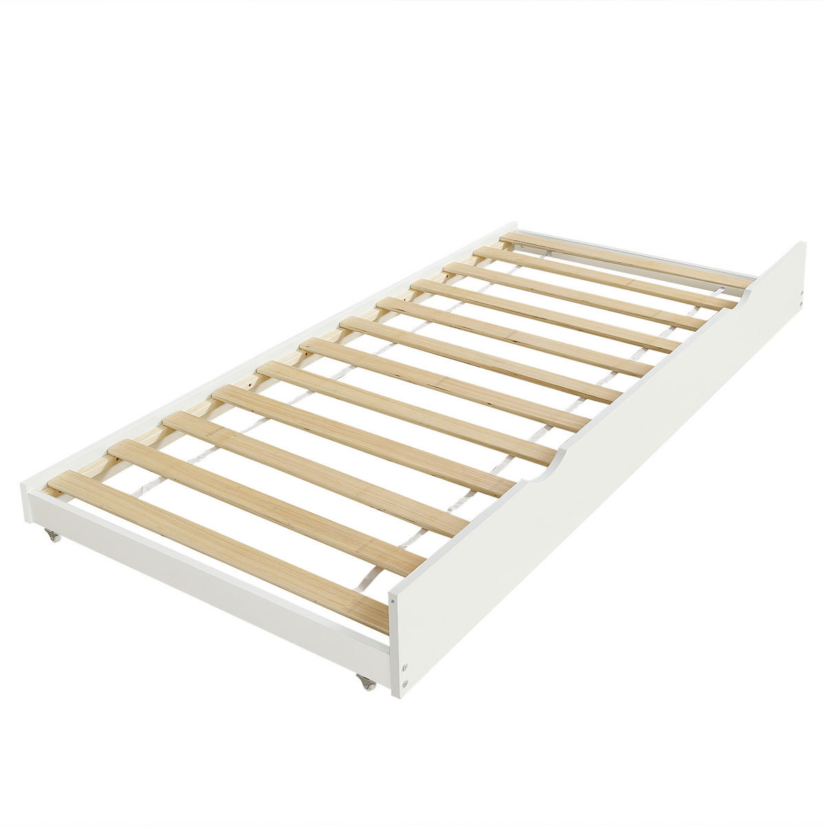 AUSZIEHBETT 120/200 cm DE-02204, in Weiß, mit LED und Ladebuchse - Weiß, Holzwerkstoff (120/200cm) - ComfortXL