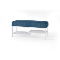 SITZBANK Mello 100 Dunkelblau, Weiße Beine, Cordstoff Bank mit Ablage - Dunkelblau/Weiß, Holzwerkstoff/Textil (100/45/35cm) - Bettso