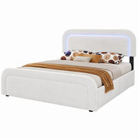 BETT mit 4 Schubladen, USB-C und LED 160x200 cm Sherpa Weiß mit Matratze - Weiß, Metall (160/200cm) - Beauniv