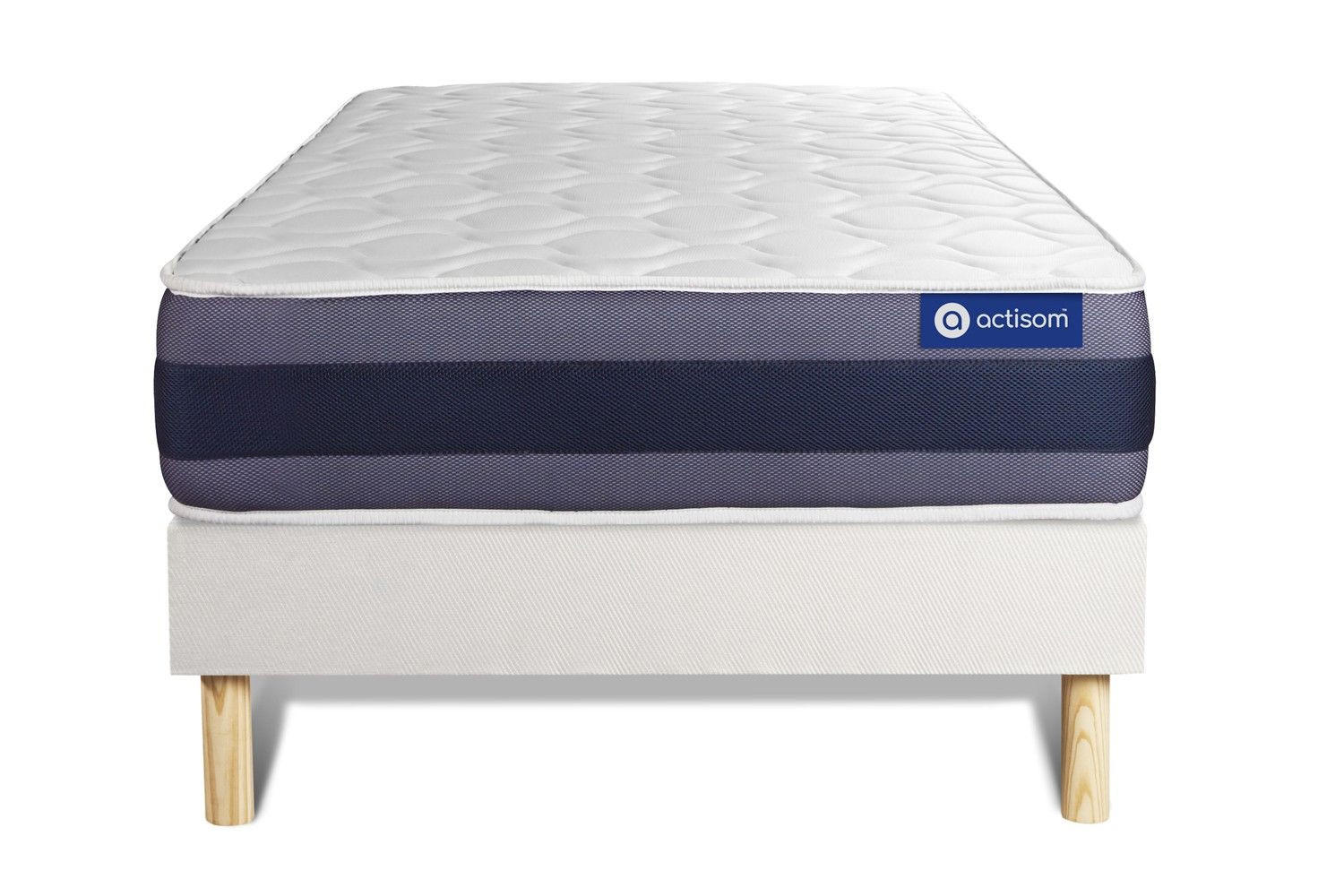 BETT Actimemo morpho Memory-Schaum 90 x 200 cm h1 - Kit Bettgestell Weiß - Beige/Weiß, Holz (90/200cm) - ACTISOM