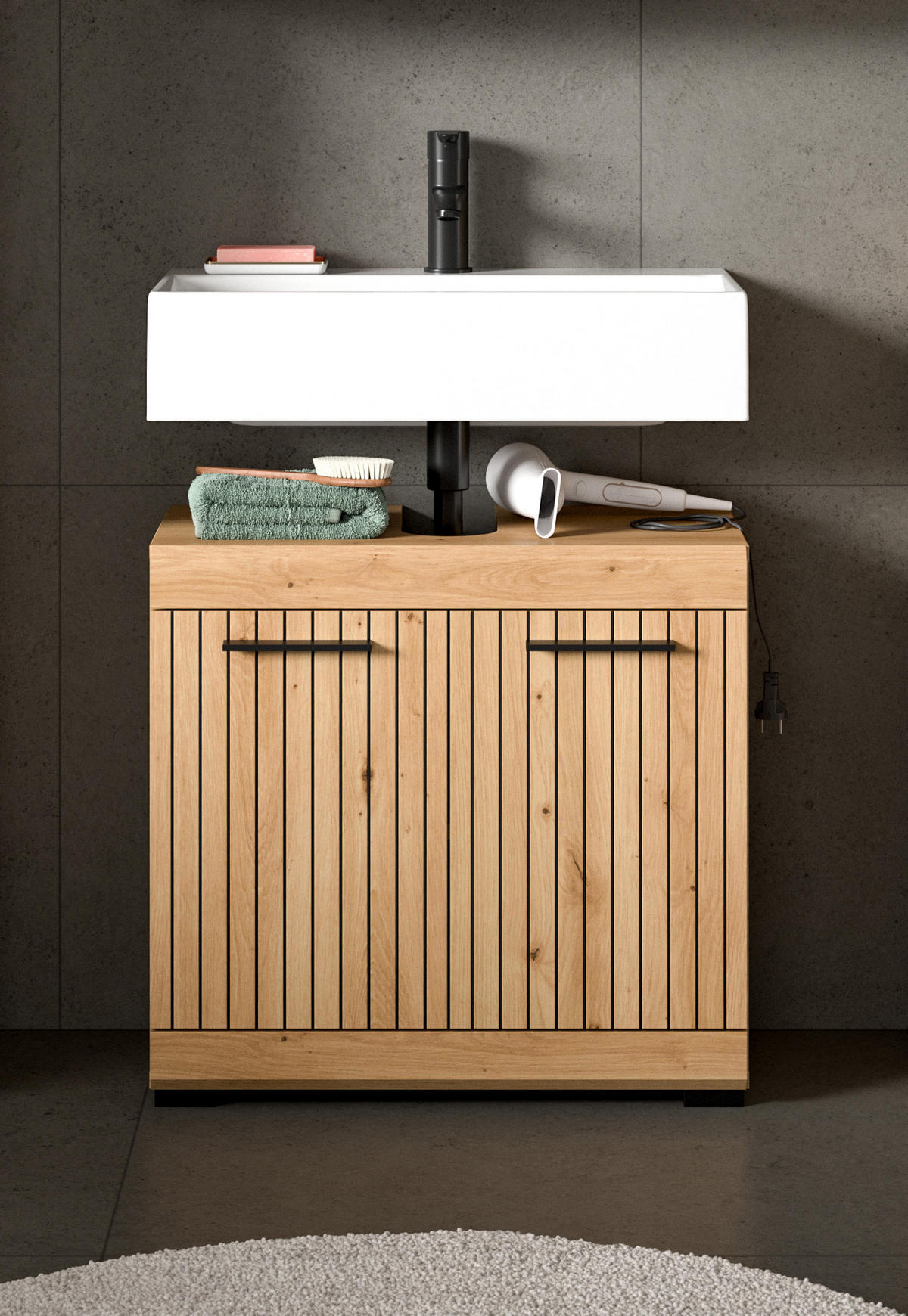 WASCHBECKENUNTERSCHRANK SCOUT (B/H/T: ca. 60/56/34 cm) in Artisan Eiche Nachbildung/Artisan Eiche Nachbildung - Eiche Artisan, Holz (60/56/34cm)
