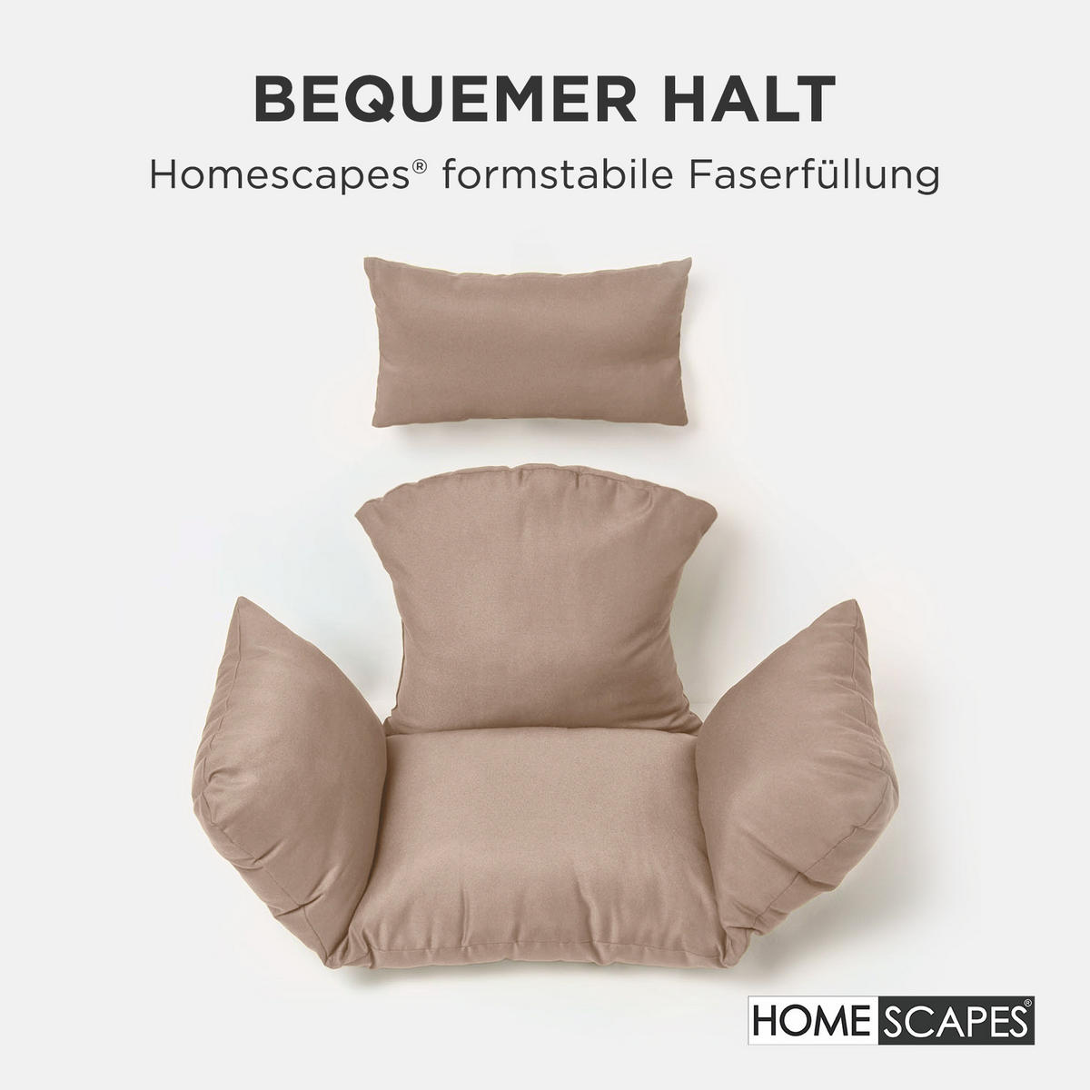 KISSEN für Hängesessel – wetterfest mit Kopfstütze - Beige, Textil (110/15/112cm) - Homescapes