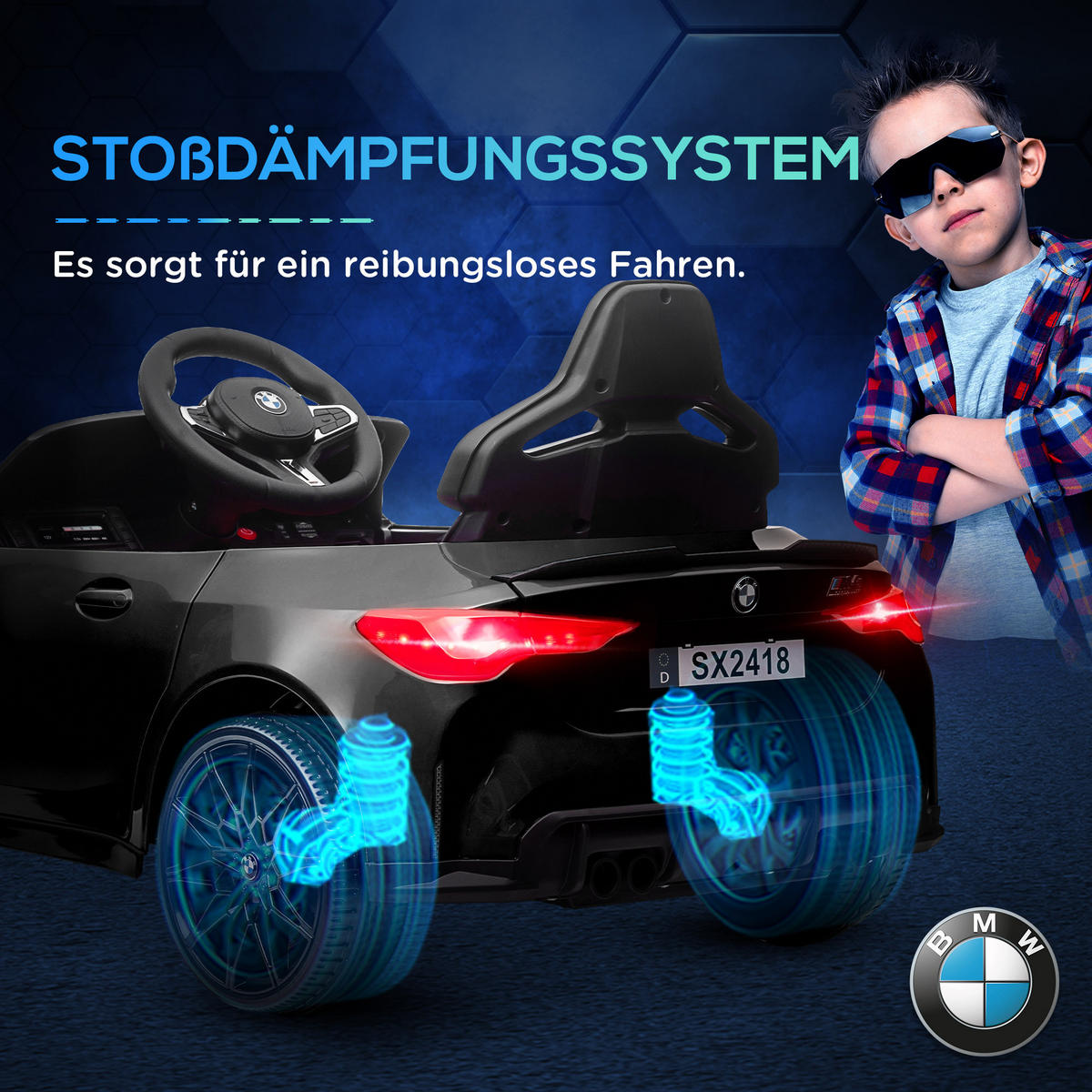 KINDER Elektroauto 12V Kinderfahrzeug mit 2,4G-Fernbedienung, 3-5 km/h, Schwarz - Schwarz, Metall (108/69.5/51cm) - AIYAPLAY