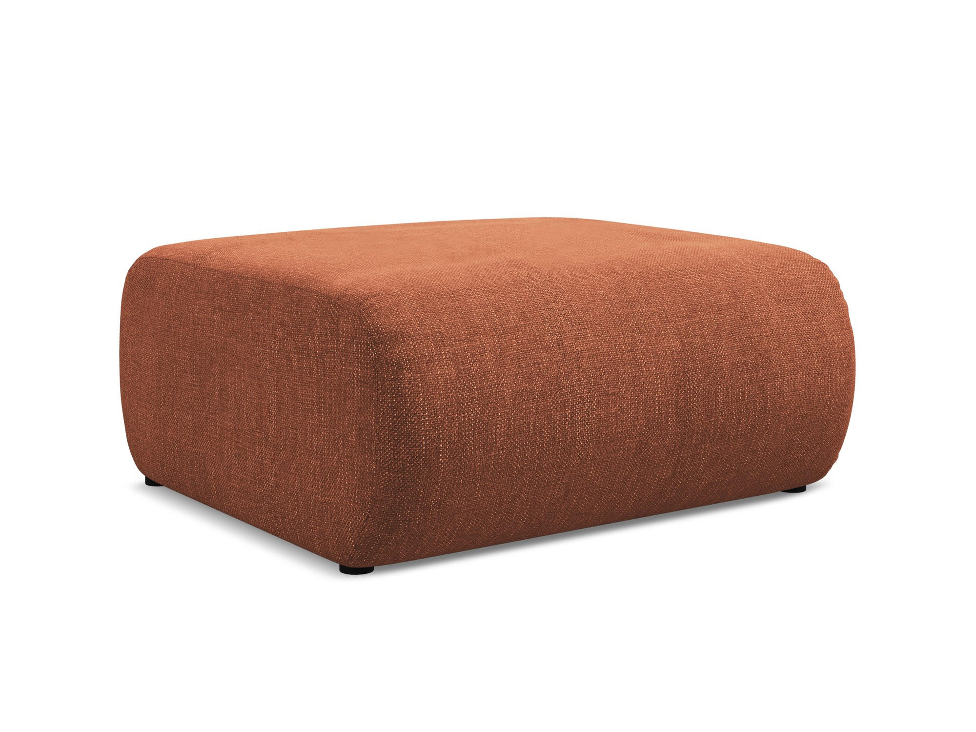 POUF Chenille Stoff Orange - Terra cotta/Schwarz, Kunststoff/Textil (94/40/89cm) - Makamii